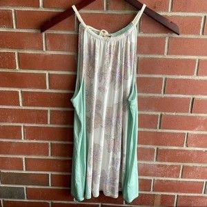 Anthro Deletta Floral Pastle Green Tank Top